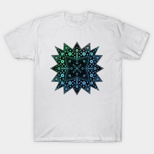 Starburst Gradient Mandala blue-green T-Shirt